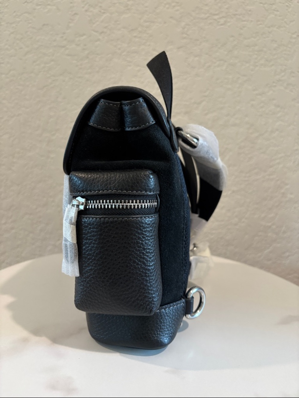 NWT Coach Black Mini Sling Suede with Pebbled Trim - Picture 7 of 10